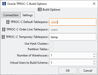Oracle Build Options Settings