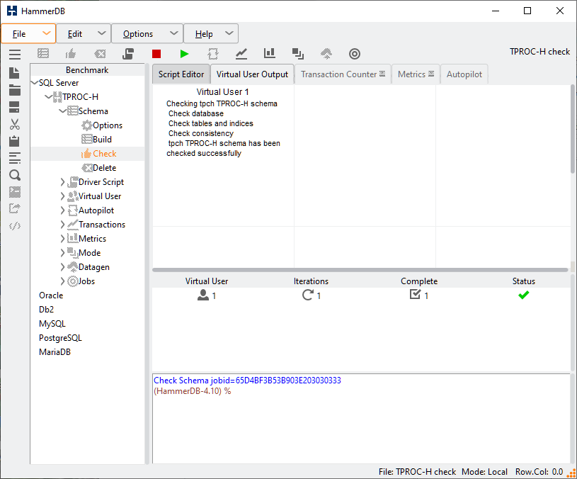 TPROC-H Schema Check Completed