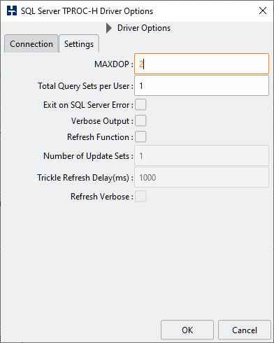 TPROC-H Driver Settings Options