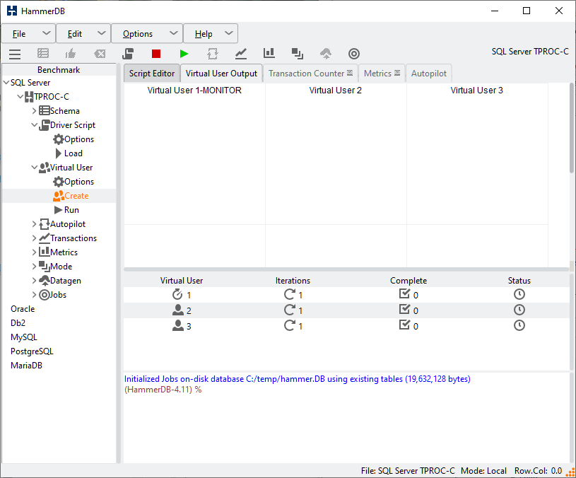 Virtual User and Monitor Created