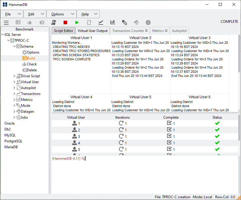 Schema build complete