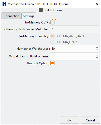 SQL Server Build Settings Options