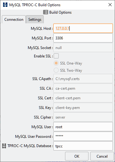 MySQL Build Connection Options