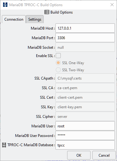 MariaDB Build Connection Options